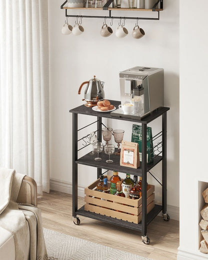 Nancy's San Juan Trolley - Serveerwagen - Keukentrolley - Zwart - ± 60 x 40 x 90 cm