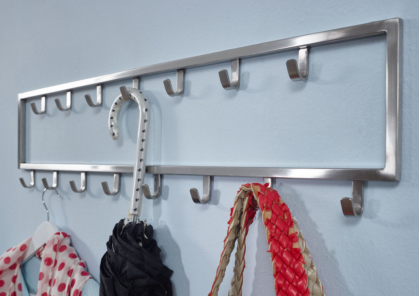 Nancy's Kathleen Wandkapstok - Garderobe - 15 haaks - Zilver - ± 80 x 5 x 20 cm