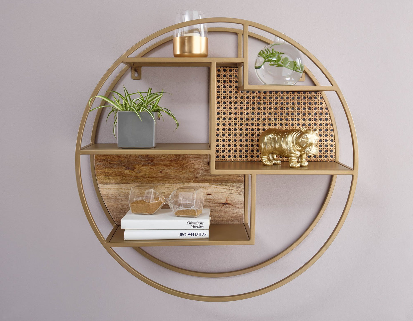 Nancy's Pomares Wandrek - Wandplank - Rotan / Massief Mangohout - ± 60 x 15 x 60 cm