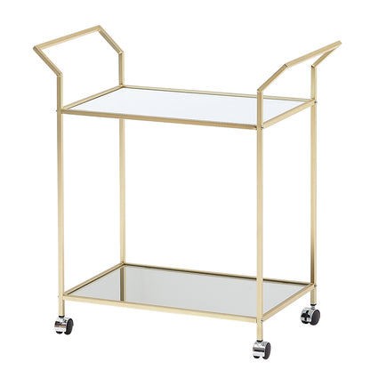Nancy's Milton Trolley - Bijzettafel op Wieltjes - Keukentrolley - Serveerwagen - Goud - Glas / Staal - ± 70 x 40 x 80 cm