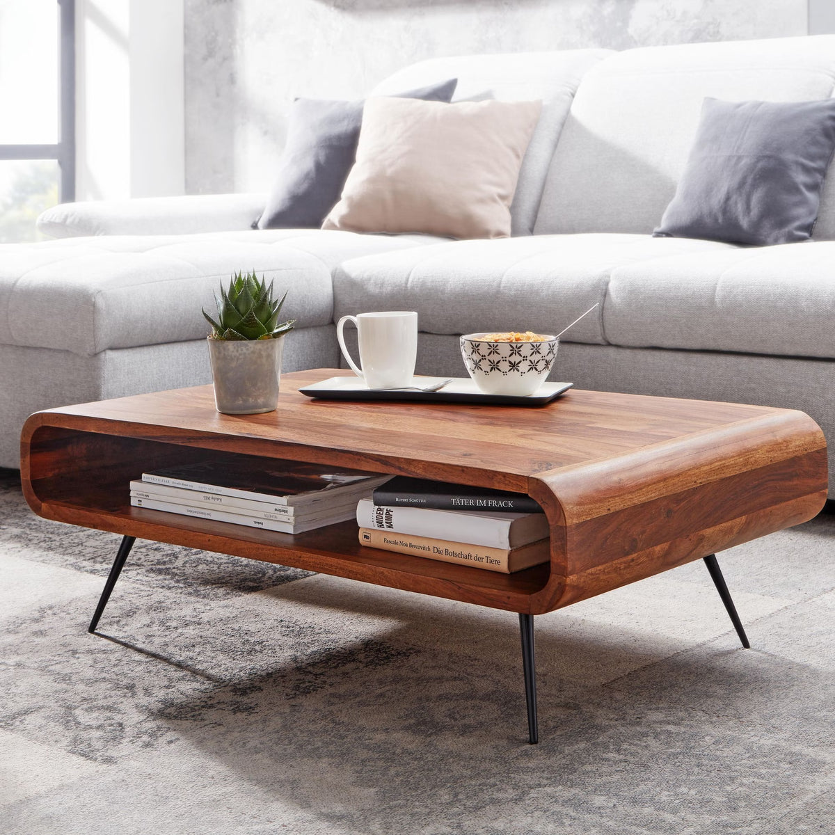 Nancy's Urbe Salontafel - Koffietafel - Massief Sheeshamhout - 90 x 55 x 30 cm