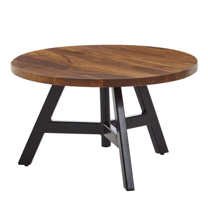 Nancy's Troina Salontafel - Koffietafel - Bijzettafel - Rond - Massief Sheeshamhout / Staal - 60 x 60 x 35 cm