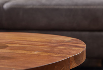 Nancy's Tronzano Salontafel - Koffietafel - Bijzettafel - Rond - Massief Sheeshamhout / Staal - 60 x 60 x 35 cm