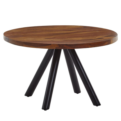 Nancy's Tronzano Salontafel - Koffietafel - Bijzettafel - Rond - Massief Sheeshamhout / Staal - 60 x 60 x 35 cm