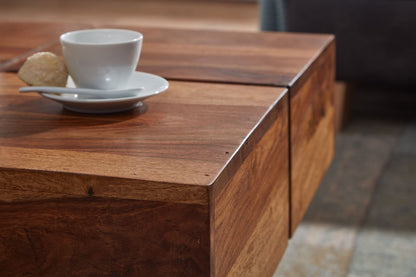 Nancy's Trivero Salontafel - Koffietafel - Bijzettafel - Donkerbruin - Massief Sheeshamhout - ± 55 x 55 x 30 cm
