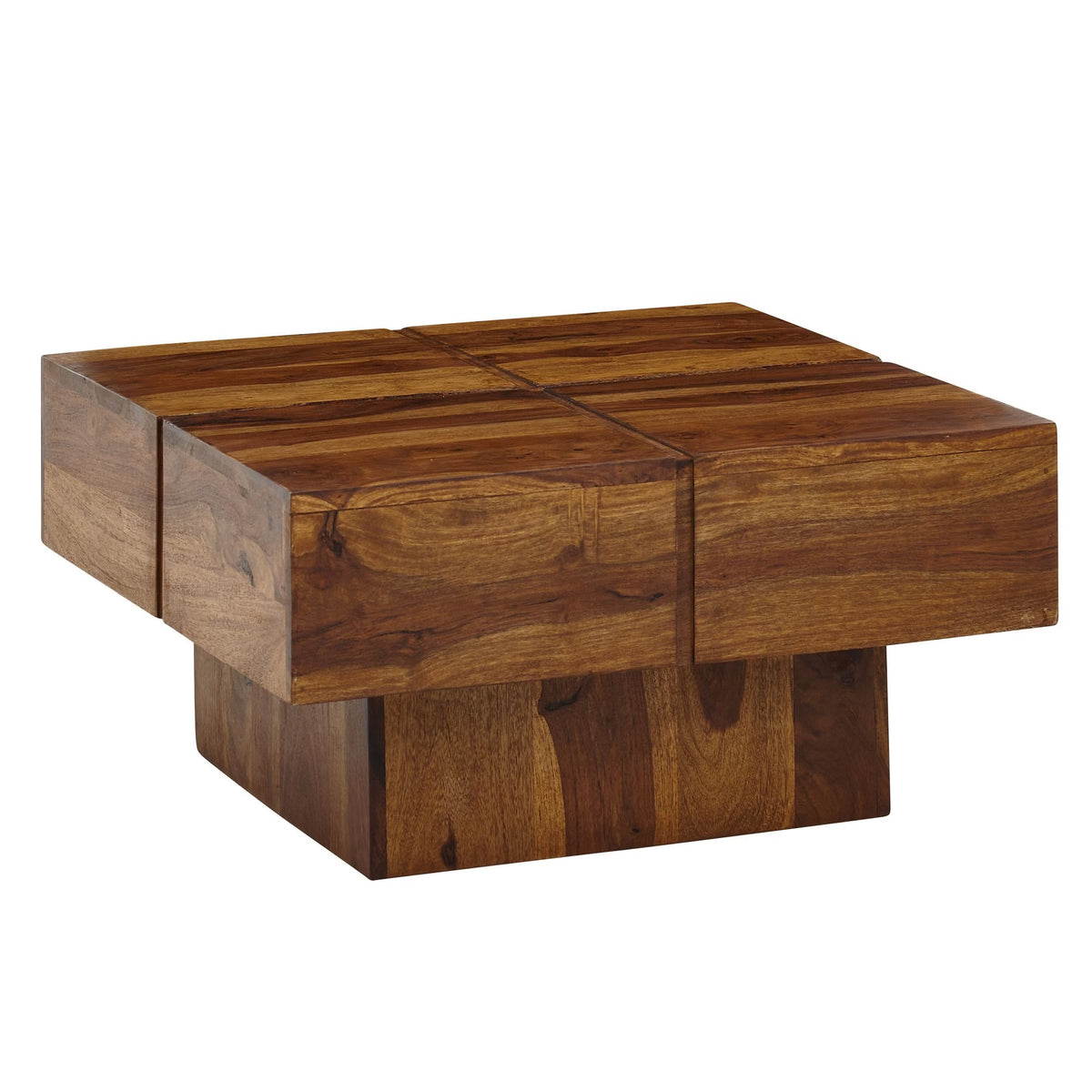 Nancy's Trivero Salontafel - Koffietafel - Bijzettafel - Donkerbruin - Massief Sheeshamhout - ± 55 x 55 x 30 cm
