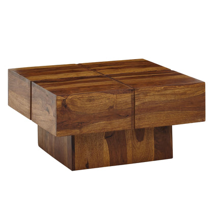 Nancy's Trivero Salontafel - Koffietafel - Bijzettafel - Donkerbruin - Massief Sheeshamhout - ± 55 x 55 x 30 cm