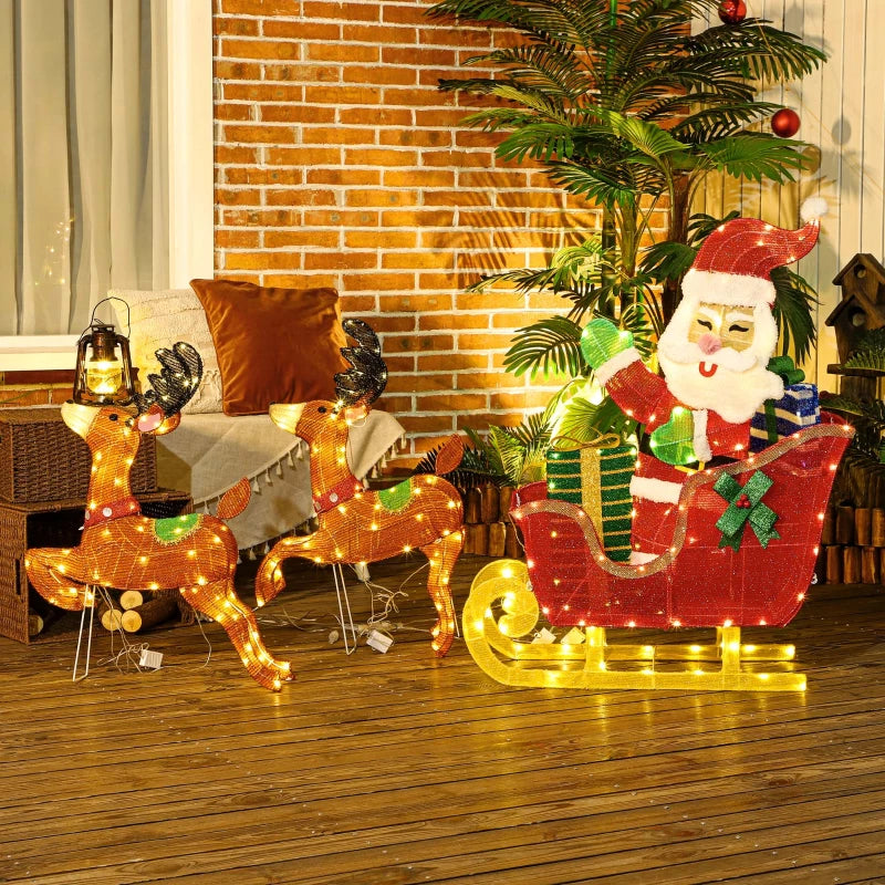 Nancy's Tendais Kerstman op Slee met Rendieren - Kerstverlichting - Kerstdecoratie voor Buiten - Lichtgevende Kerstman 