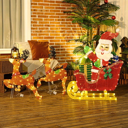 Nancy's Tendais Kerstman op Slee met Rendieren - Kerstverlichting - Kerstdecoratie voor Buiten - Lichtgevende Kerstman 