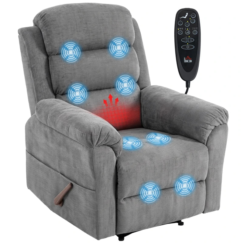 Nancy's Taviano Massagestoel - Massagefauteuil - Relaxfauteuil - Trilmassage en warmte - Grijs - Chenille look