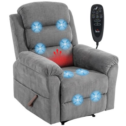 Nancy's Taviano Massagestoel - Massagefauteuil - Relaxfauteuil - Trilmassage en warmte - Grijs - Chenille look