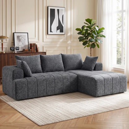 Nancy's Terlan Hoekbank - Slaapbank - Chaise Longue - Grijs - Chenille - ± 255 x 160 x 85 cm