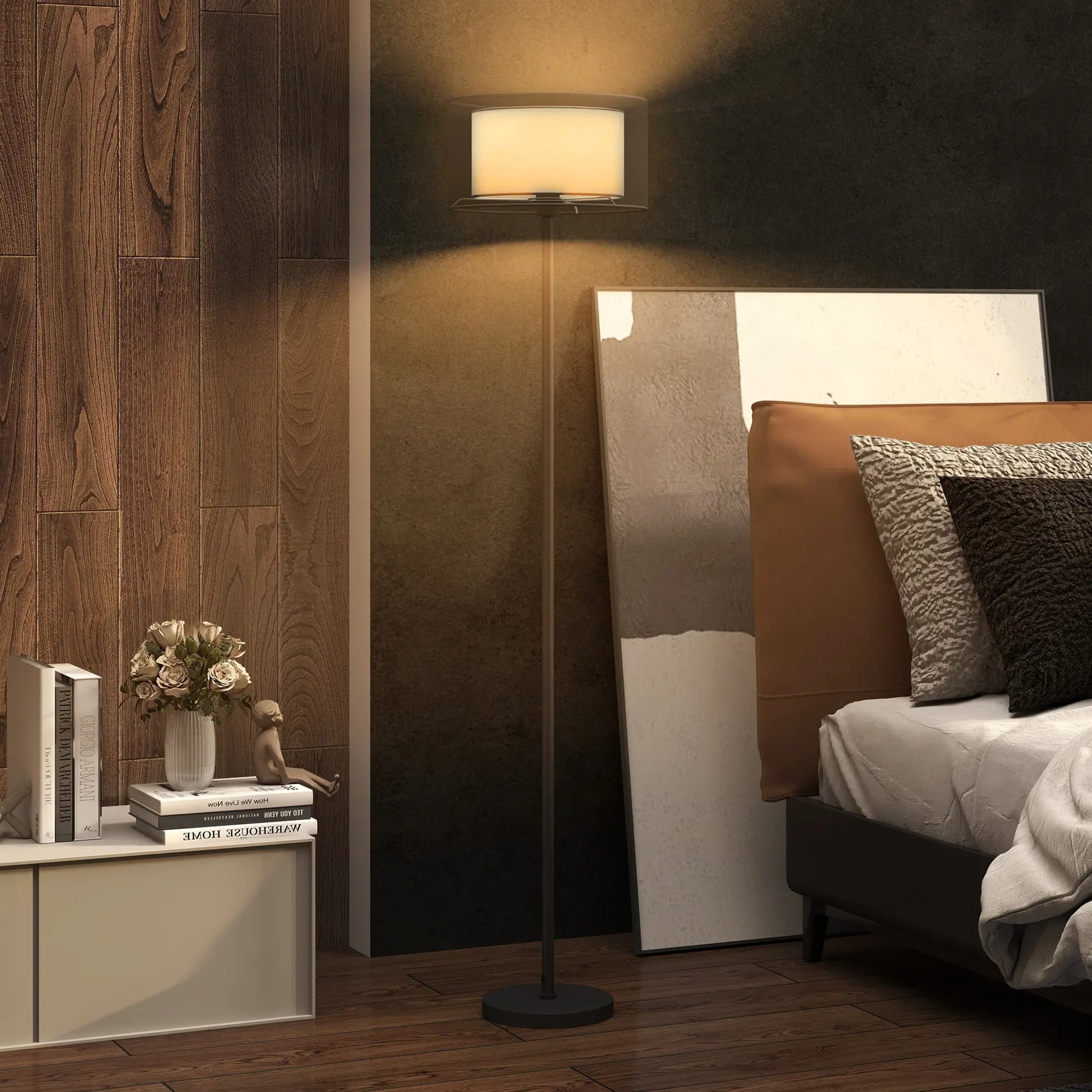 Nancy's Glorenza Vloerlamp - Staande Lamp - Zwart / Wit