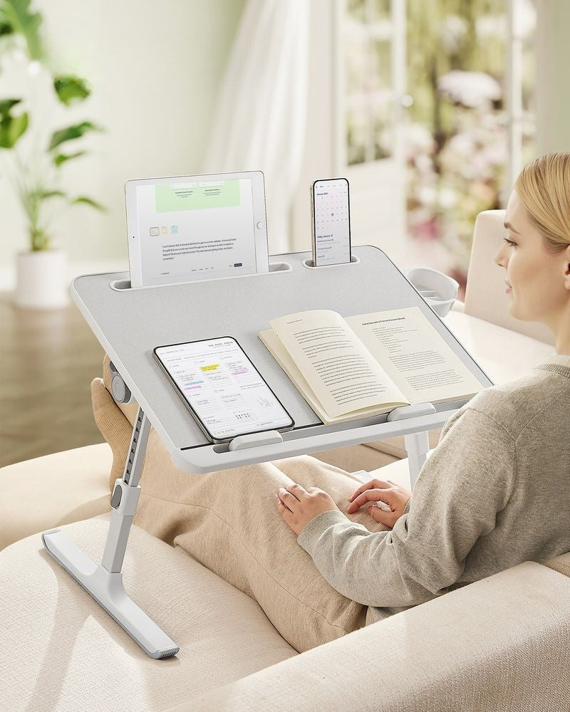 Nancy's Tiglieto Laptoptafel - Laptopstandaard - Kantelbaar Tafelblad - In Hoogte Verstelbaar - Grijs