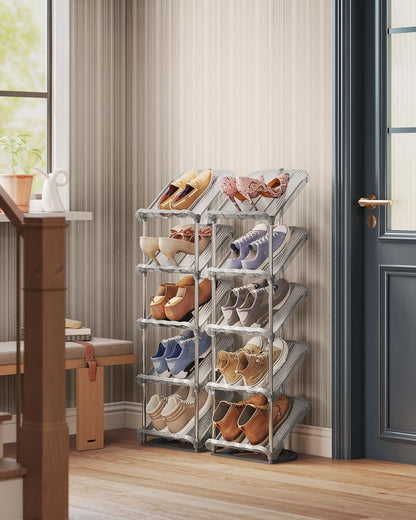 Nancy's Picciame Schoenenrek Set van 2 - Opbergrek voor schoenen - Grijs - RVS - ± 25 x 30 x 105 cm