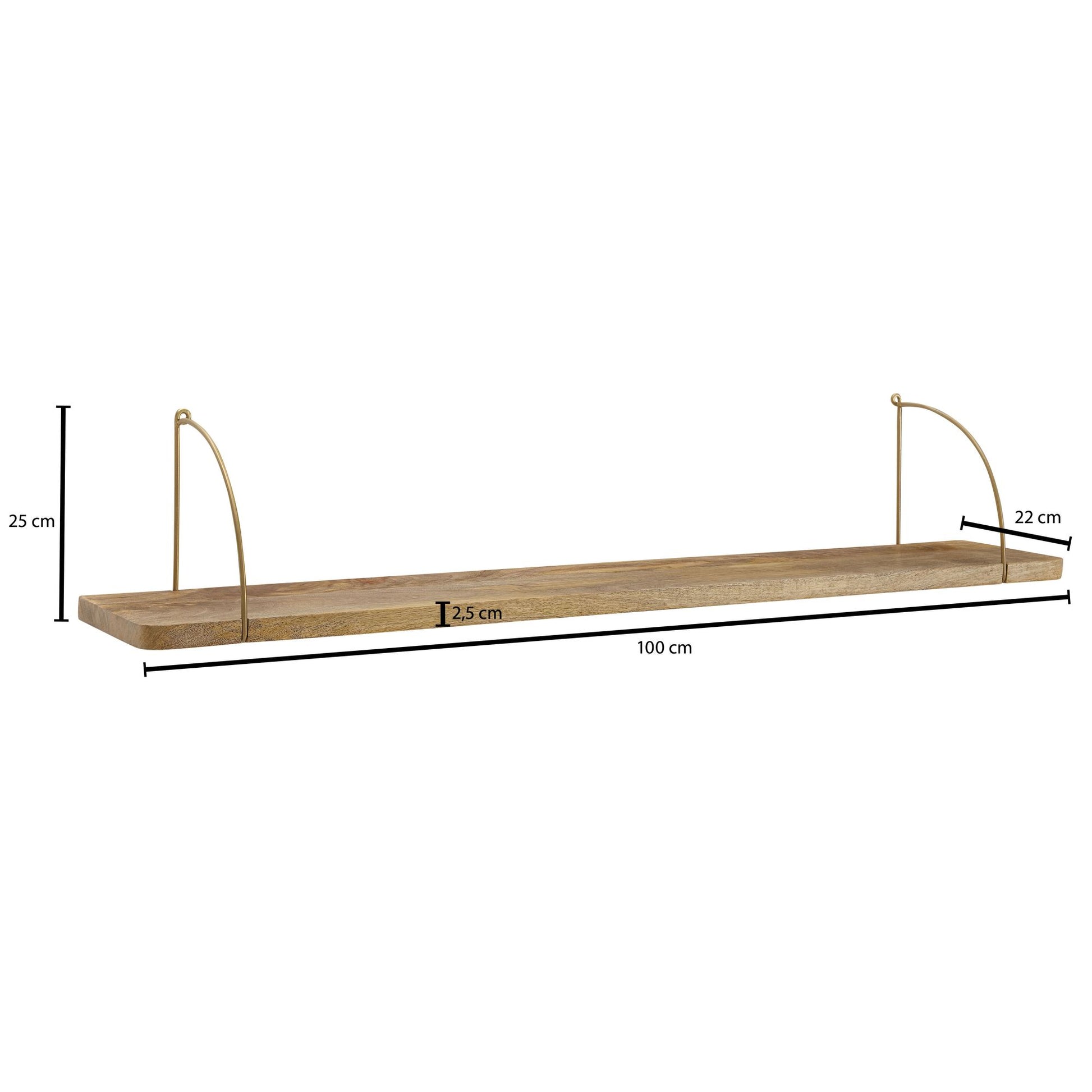 Nancy's Freixedas Wandplank - Wandrek - Massief Mangohout - ± 100 x 20 x 25 cm