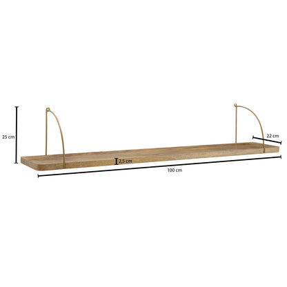 Nancy's Freixedas Wandplank - Wandrek - Massief Mangohout - ± 100 x 20 x 25 cm