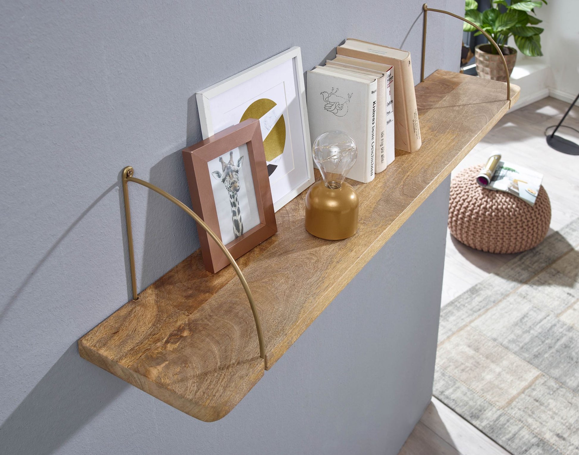 Nancy's Freixedas Wandplank - Wandrek - Massief Mangohout - ± 100 x 20 x 25 cm
