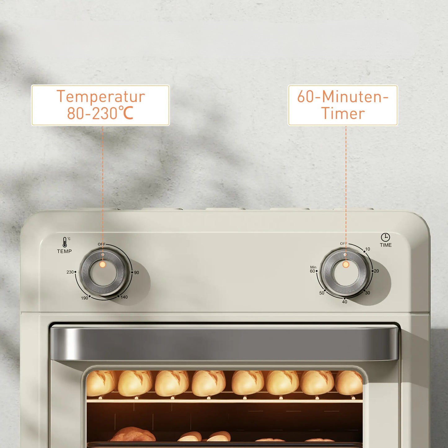 Nancy's Muxagata Heteluchtoven - Grilloven - Bakoven - Timer - Touchscreen - 1000W - Crèmewit