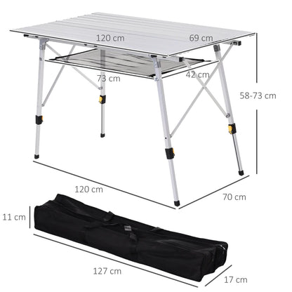 Nancy's Solferino Picknicktafel - Kampeertafel - Campingtafel - Verstelbaar - Aluminium - ± 120 x 70 x 59-78 cm