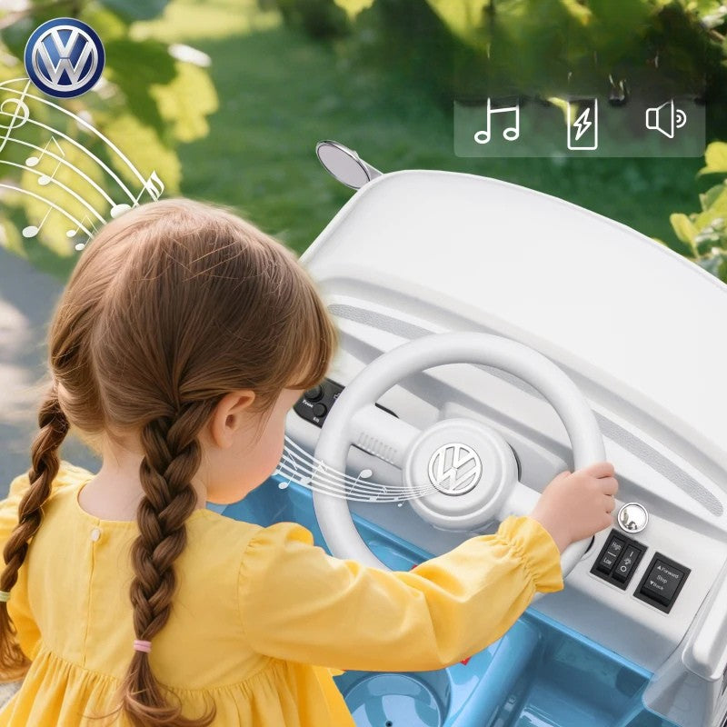 Nancy's Pettenasco Elektrische auto voor kinderen - Volkwagen Camper - Kinderauto - 3-8 km/u - Blauw