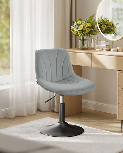 Nancy's Praiano Make-Up Kruk - Make Up stoel - Draaistoel - Kaptafel kruk - In hoogte verstelbaar - Grijs - Fluweel