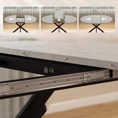 Nancy's Tossicia Eettafel Ovaal - Uitschuifbare eettafel - Tafel ovaal - Grijs / Zwart - MDF / Staal