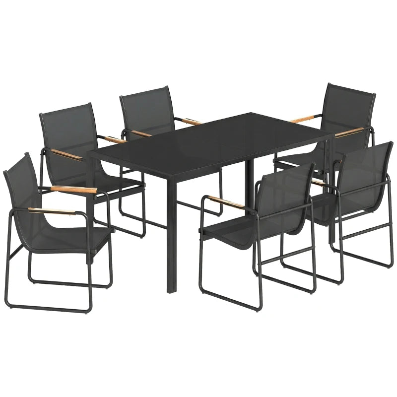 Nancy's Remanzacco Tuinset - Tuinmeubelset - Eettafel voor buiten - 7-Delig - Zwart
