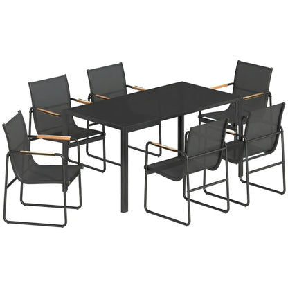 Nancy's Remanzacco Tuinset - Tuinmeubelset - Eettafel voor buiten - 7-Delig - Zwart