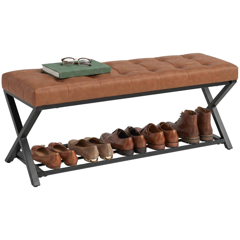 Nancy's Sperlonga Schoenenbank - Schoenenrek - Open opbergruimte - Bruin / Zwart - ± 110 x 35 x 45 cm