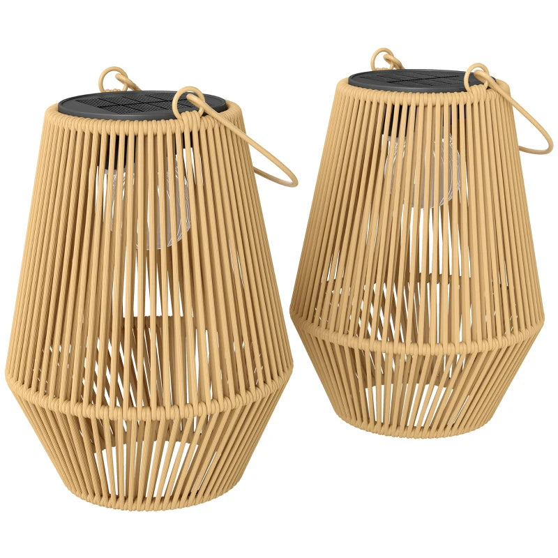Nancy's Satriano Sfeerverlichting voor buiten - Zonne-lataarns - Buitenlampen - Set van 2 - Bruin - Rotan