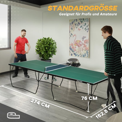 Table de ping-pong Nancy's Plymouth, pleine grandeur, pliable, 8 roues, avec raquettes et balles, verte,