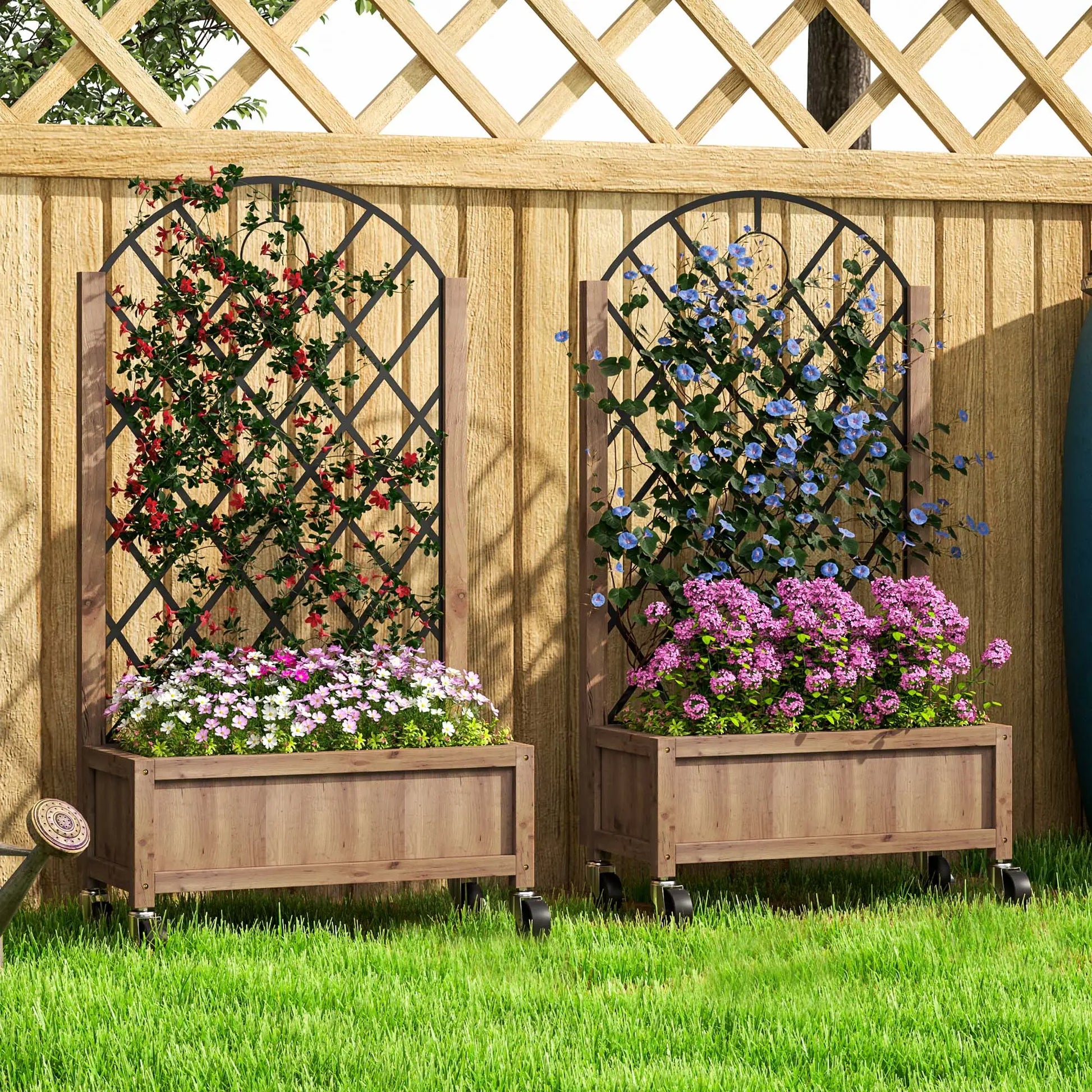 Nancy's Cento Plantenbakken Set van 2 - Plantenrek - Tuinrek - Plantenbed - Dennenhout - ± 50 x 25 x 100 cm
