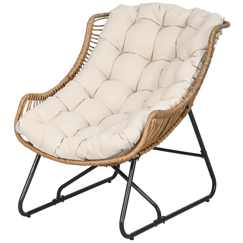 Nancy's Samone Loungestoel - Tuinstoel - Buitenstoel - Kaki - Rotan - ± 75 x 100 x 90 cm
