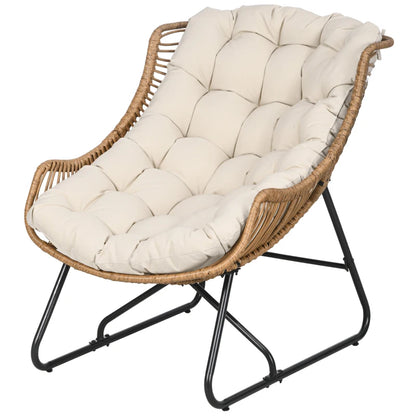 Nancy's Samone Loungestoel - Tuinstoel - Buitenstoel - Kaki - Rotan - ± 75 x 100 x 90 cm