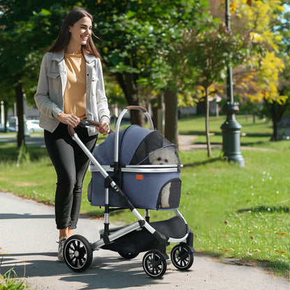 Nancy's Collegiove Reiswagen voor Huisdieren - Kattenbuggy - Hondenbuggy - Blauw / Zilver