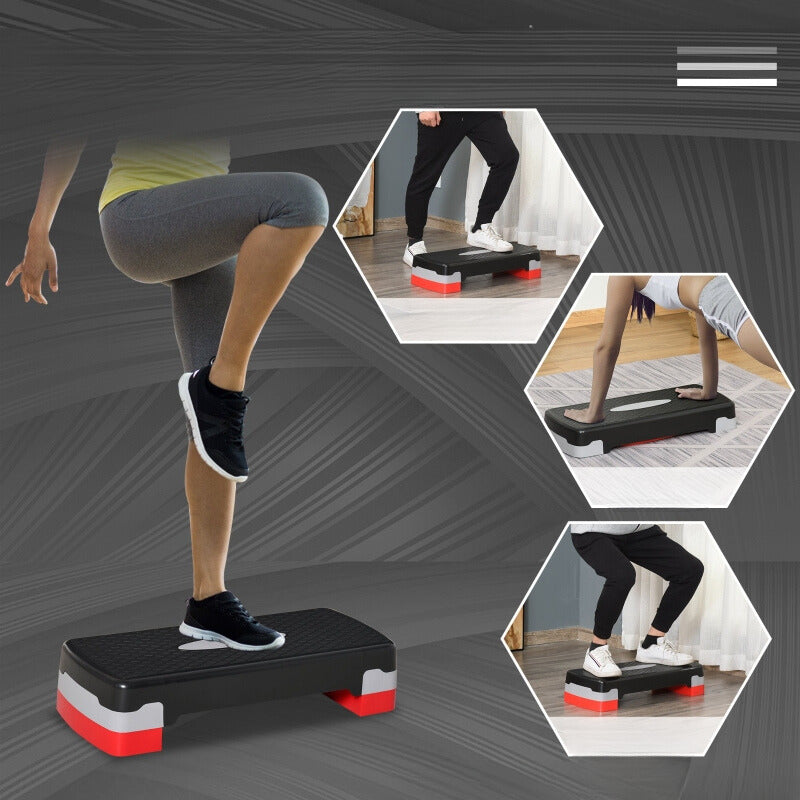 Nancy's Bebington Aerobic Step - Fitness step - In hoogte verstelbaar - Anti slip - Zwart / Grijs / Rood