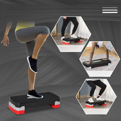 Nancy's Bebington Aerobic Step - Fitness step - In hoogte verstelbaar - Anti slip - Zwart / Grijs / Rood