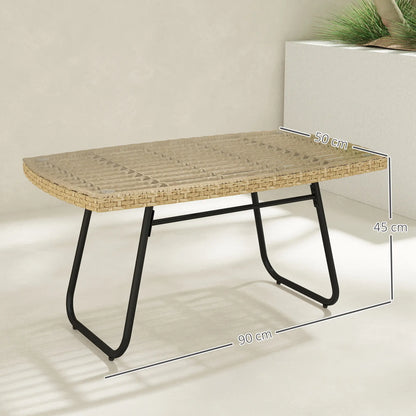 Nancy's Corniglio Tuintafel - Terrastafel - Balkontafel - Natuurlijk Hout - Rotan / Glas - 90 x 50 x 45 cm