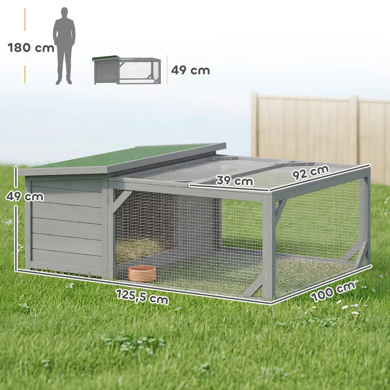Nancy's Sondalo Dierenverblijf - Konijnenhok - Dierenhok - Grijs / Groen - Dennenhout - ± 125 x 100 x 50 cm