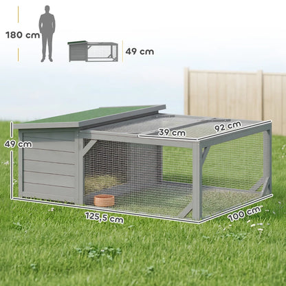 Nancy's Sondalo Dierenverblijf - Konijnenhok - Dierenhok - Grijs / Groen - Dennenhout - ± 125 x 100 x 50 cm