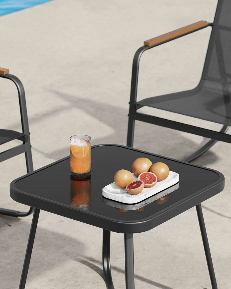 Nancy's Enemonzo Tuinset - Tuinmeubelset - Tuinstoelen met Schommelfunctie - Zwart