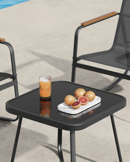 Nancy's Enemonzo Tuinset - Tuinmeubelset - Tuinstoelen met Schommelfunctie - Zwart
