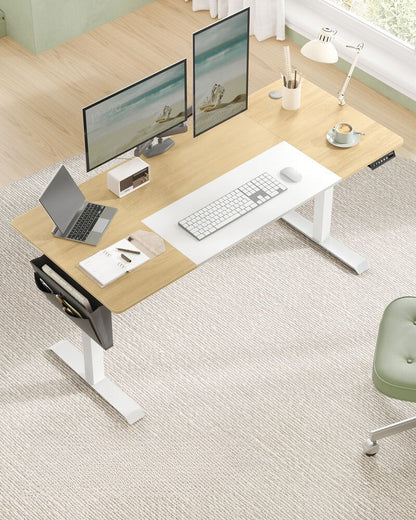 Nancy's Assago Verstelbaar Bureau - Zit/Sta Bureau - Elektrisch Bureau - Bruin / Wit - 70 x 160 x 72-120 cm