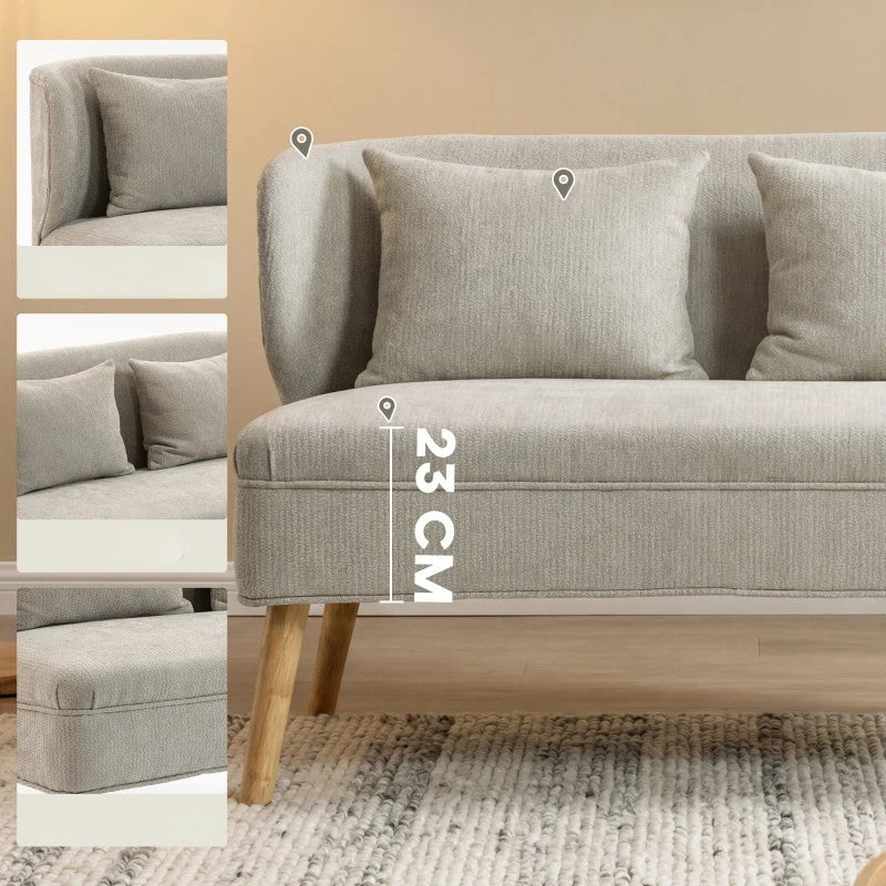 Nancy's Sequals 2-Zitsbank - Woonkamerbank - Tweezitsbank - Bank - Beige - Chenille - ± 115 x 65 x 80 cm