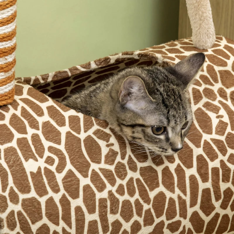 Nancy's Tortora Kattenboom - Klimboom voor katten - Krabpaal in Giraffeontwerp - Beige - ± 50 x 35 x 100 cm