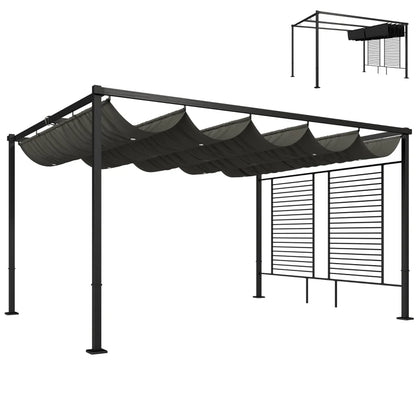 Nancy's Primiero Pergola - Terrasoverkapping - Intrekbaar dak - Grijs - Staal - ± 385 x 300 x 220 cm
