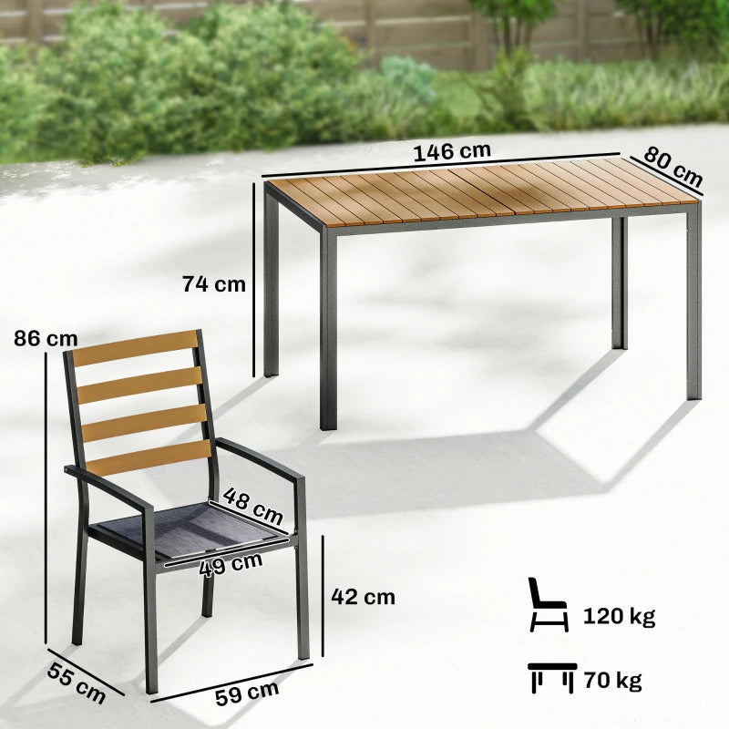 Nancy's Sarnano Tuinset - Tuintafel Set - 7-Delige Tuinmeubel Set - Grijs / Naturel