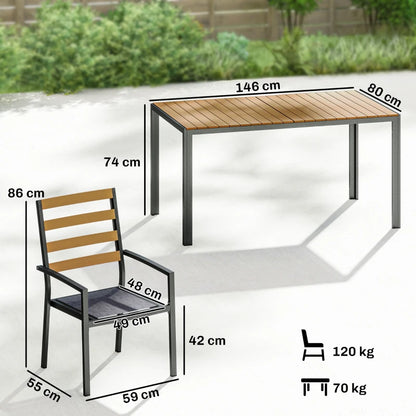 Nancy's Sarnano Tuinset - Tuintafel Set - 7-Delige Tuinmeubel Set - Grijs / Naturel