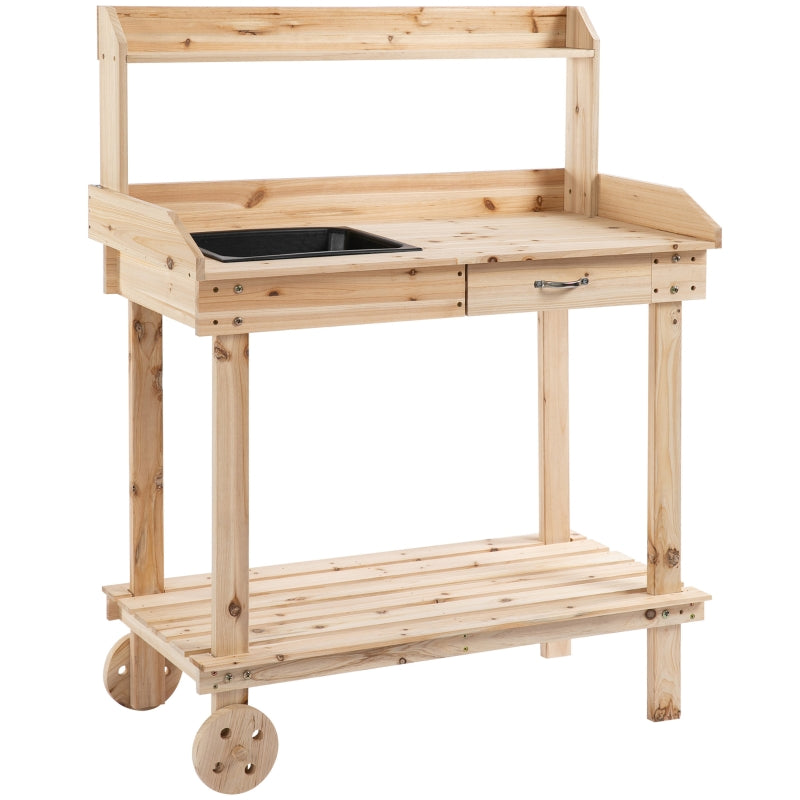Nancy's Getafe Planting table - Garden work table - Work table - Natural - Pine wood - ± 90 x 45 x 120 cm